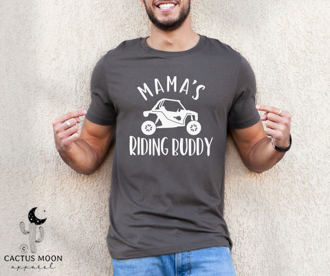 Mama's Riding Buddy Adult Unisex Softstyle T-Shirt | Funny UTV SxS Tee | SxS Offroad Muddin Ride Day Shirt