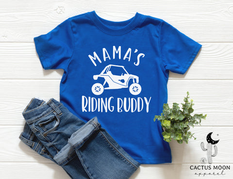 Mama's Riding Buddy Side By Side Toddler Short Sleeve Tee | Kids UTV SxS Toddler T-Shirt | SxS Offroad Muddin Ride Day Shirt