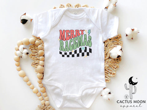 Merry Racemas Infant Fine Jersey Bodysuit | Kids Race Shirt | Race Baby Merry Christmas Bodysuit