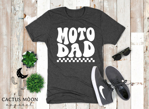 Groovy Moto Dad Adult Unisex Softstyle T-Shirt | Rad Moto Dad Race Day Shirt