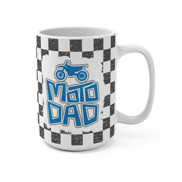 Rad Moto Dad with Checkered Flag Background Ceramic Coffee Mug 15oz | MX Motocross Moto Mama Coffee Mug