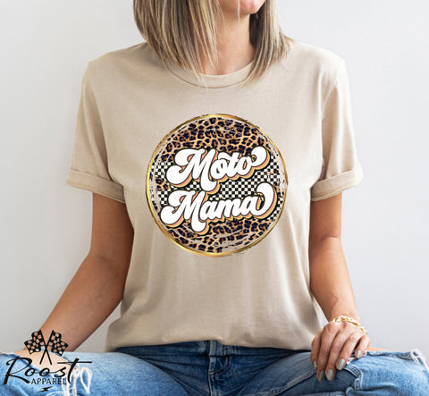 Moto Mama with Leopard and Checkered Pattern Unisex Jersey Short Sleeve Tee | Moto Mom Shirt