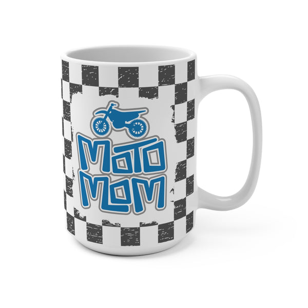 Rad Moto Mom with Checkered Flag Background Ceramic Coffee Mug 15oz | MX Motocross Moto Mama Coffee Mug