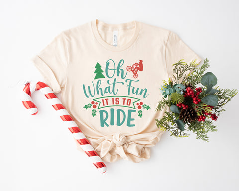 Oh What Fun It Is To Ride BMX Adult Unisex Jersey Short Sleeve Tee | BMX Riding Shirt | Funny BMX Christmas Themed Tee
