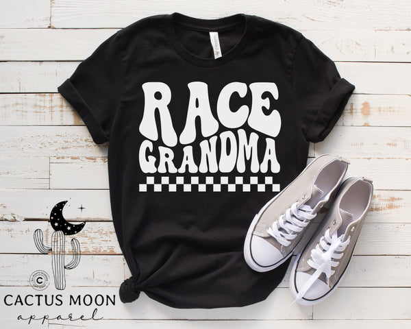 Groovy Race Grandma Adult Unisex Jersey Short Sleeve Tee | Race Family Shirt | SxS Moto Dirt Track Car Racing Shirts