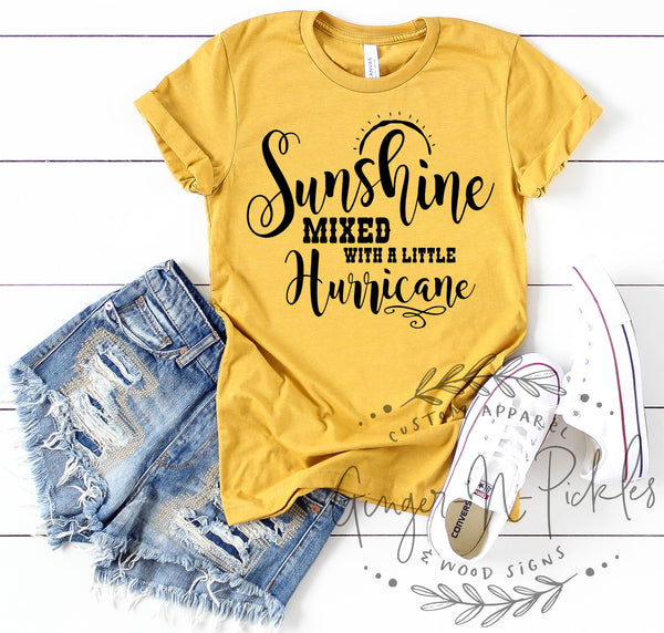 Sunshine Mixed With A Little Hurricane Adult Unisex Jersey Short Sleeve Tee | Country Music Shirt | Sassy Southern Girl Country Concert T-Shirt