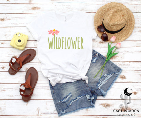 Wildflower Adult Unisex Jersey Short Sleeve Tee | In A Field Of Roses Be A Wildflower Boyfriend Style Shirt | Free Spirit Gypsy Soul