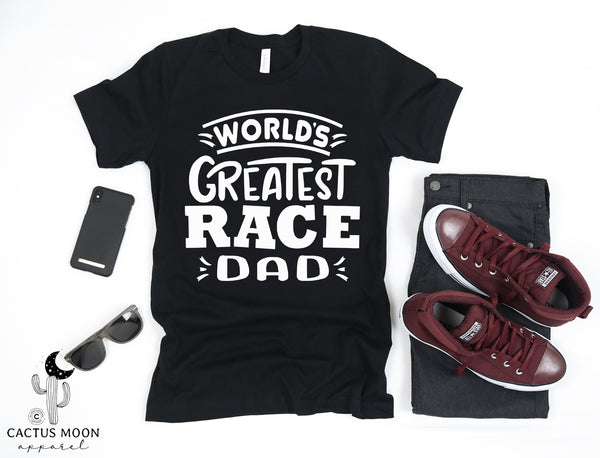 World's Greatest Race Dad Adult Unisex Softstyle T-Shirt | Father's Day Gift | Moto Dirt Track Car Go Kart SxS Track Race Dad