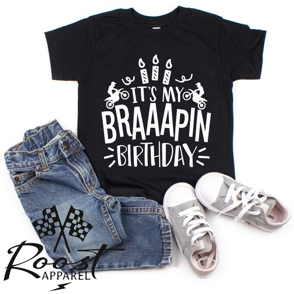 It's My Braaapin Birthday Kids Dirt Bike Themed Birthday Shirt Birthday Kid T-Shirt