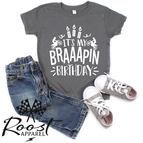 It's My Braaapin Birthday Kids Dirt Bike Themed Birthday Shirt Birthday Kid T-Shirt