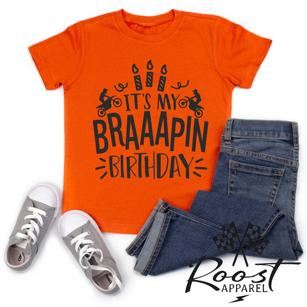 It's My Braaapin Birthday Kids Dirt Bike Themed Birthday Shirt Birthday Kid T-Shirt