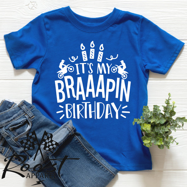 It's My Braaapin Birthday Kids Dirt Bike Themed Birthday Shirt Birthday Kid T-Shirt