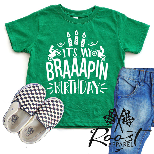 It's My Braaapin Birthday Kids Dirt Bike Themed Birthday Shirt Birthday Kid T-Shirt