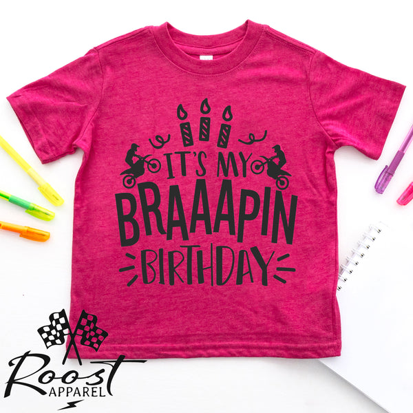 It's My Braaapin Birthday Kids Dirt Bike Themed Birthday Shirt Birthday Kid T-Shirt