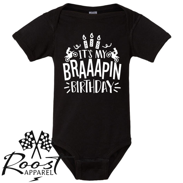 It's My Braaapin Birthday Kids Dirt Bike Themed Birthday Shirt Birthday Kid T-Shirt