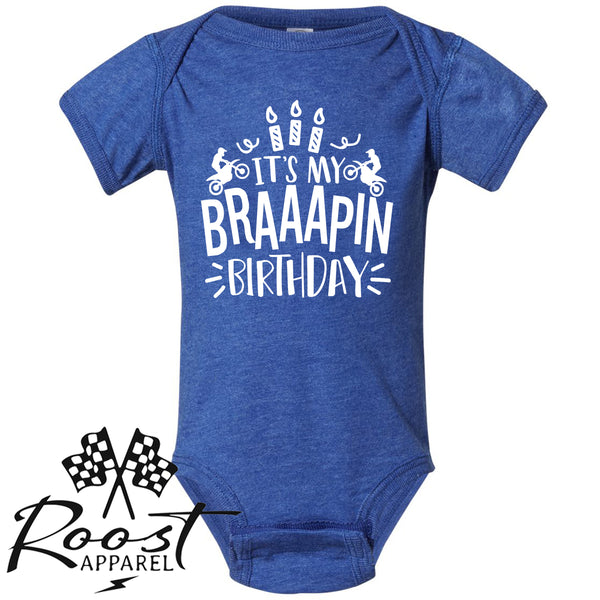 It's My Braaapin Birthday Kids Dirt Bike Themed Birthday Shirt Birthday Kid T-Shirt