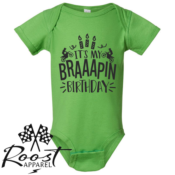 It's My Braaapin Birthday Kids Dirt Bike Themed Birthday Shirt Birthday Kid T-Shirt