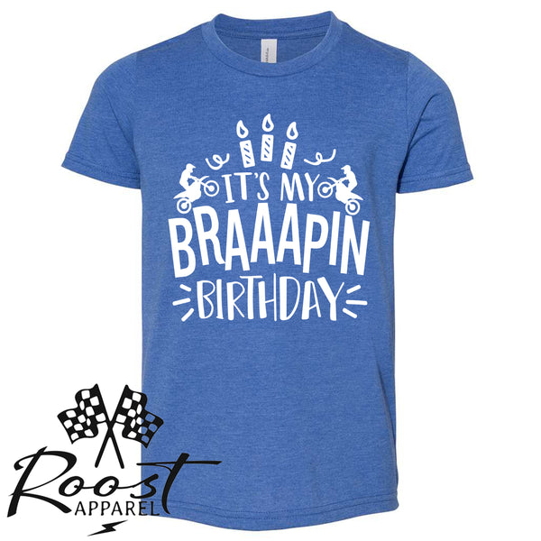 It's My Braaapin Birthday Kids Dirt Bike Themed Birthday Shirt Birthday Kid T-Shirt