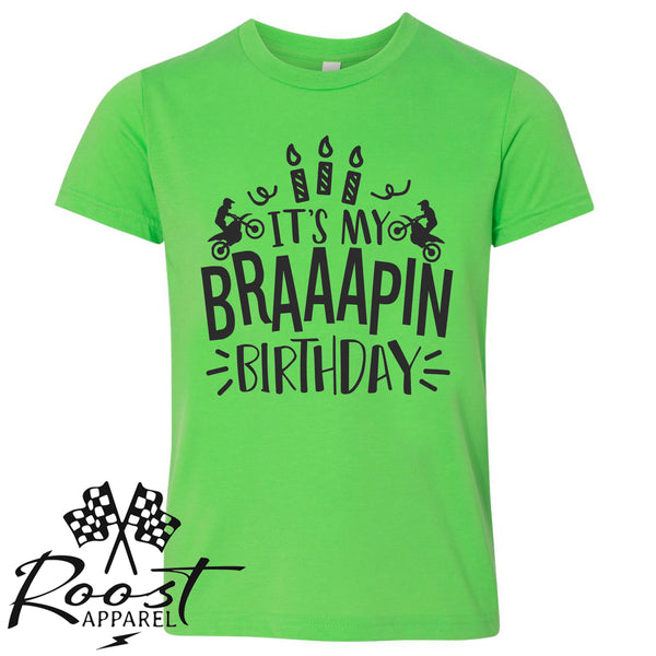 It's My Braaapin Birthday Kids Dirt Bike Themed Birthday Shirt Birthday Kid T-Shirt