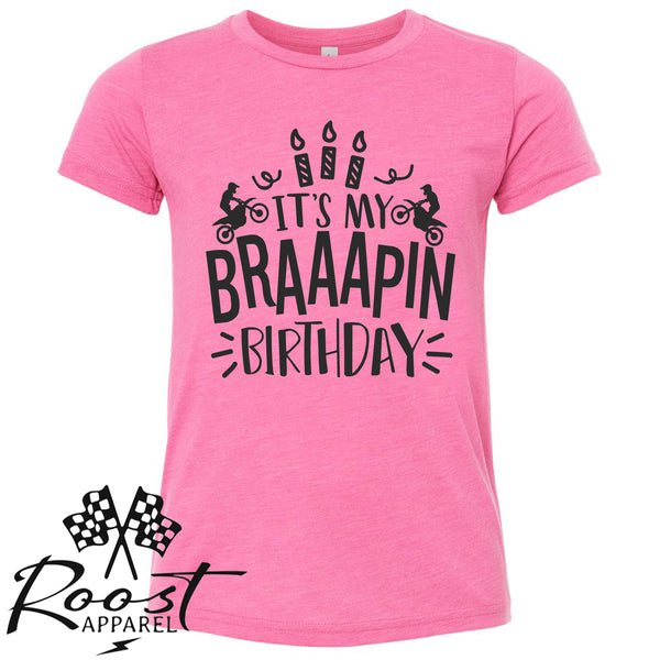 It's My Braaapin Birthday Kids Dirt Bike Themed Birthday Shirt Birthday Kid T-Shirt