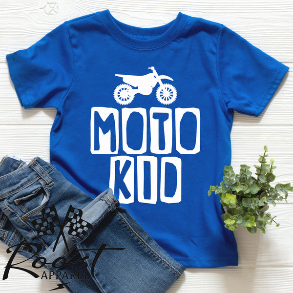 Moto Kid Motocross Race Kids Shirt in Baby, Toddler or Youth Sizes