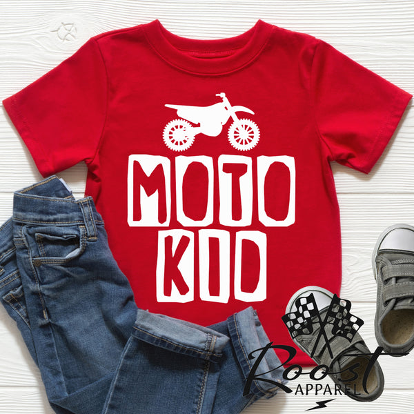 Moto Kid Motocross Race Kids Shirt in Baby, Toddler or Youth Sizes