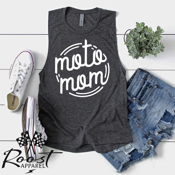 Neon Style Moto Mom Racerback Tank or Muscle Tank