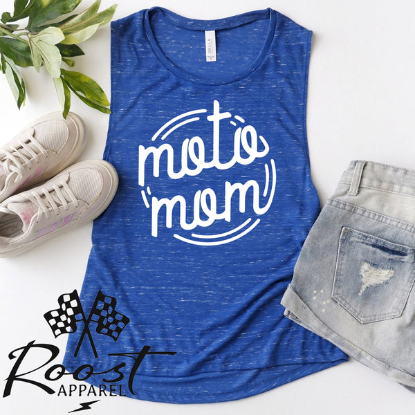 Neon Style Moto Mom Racerback Tank or Muscle Tank