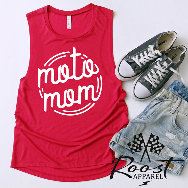 Neon Style Moto Mom Racerback Tank or Muscle Tank