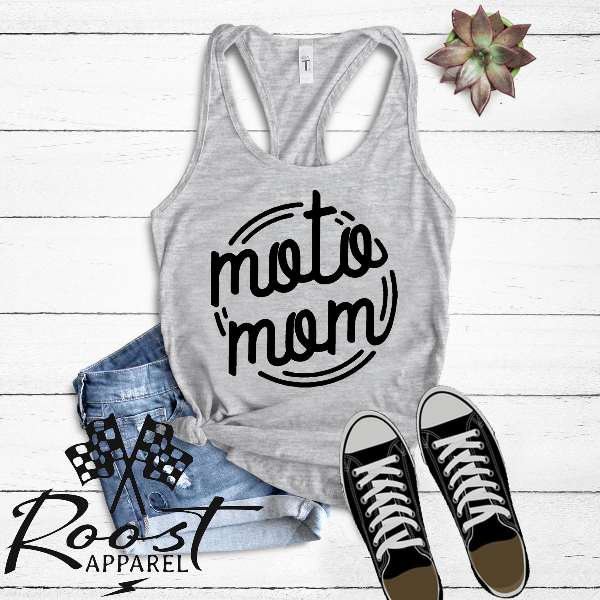 Neon Style Moto Mom Racerback Tank or Muscle Tank