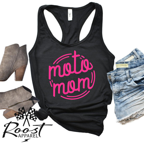 Neon Style Moto Mom Racerback Tank or Muscle Tank