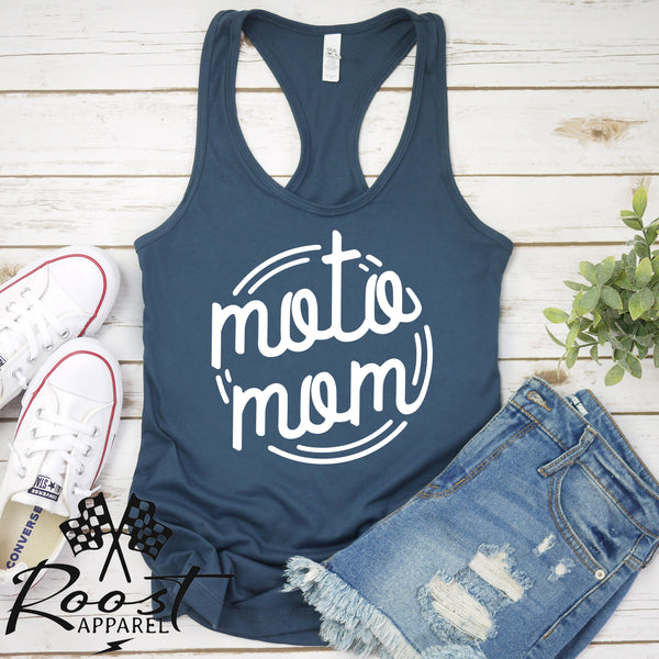 Neon Style Moto Mom Racerback Tank or Muscle Tank