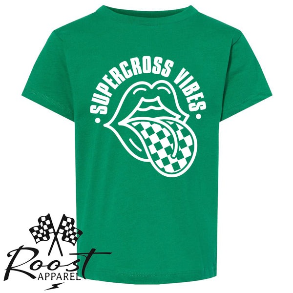 Supercross Vibes With Checkered Tongue Race Kids Shirt in Baby, Toddler or Youth Sizes