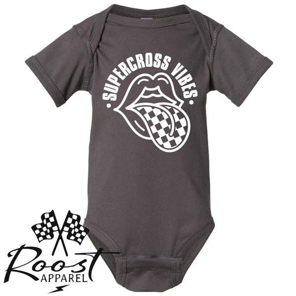 Supercross Vibes With Checkered Tongue Race Kids Shirt in Baby, Toddler or Youth Sizes