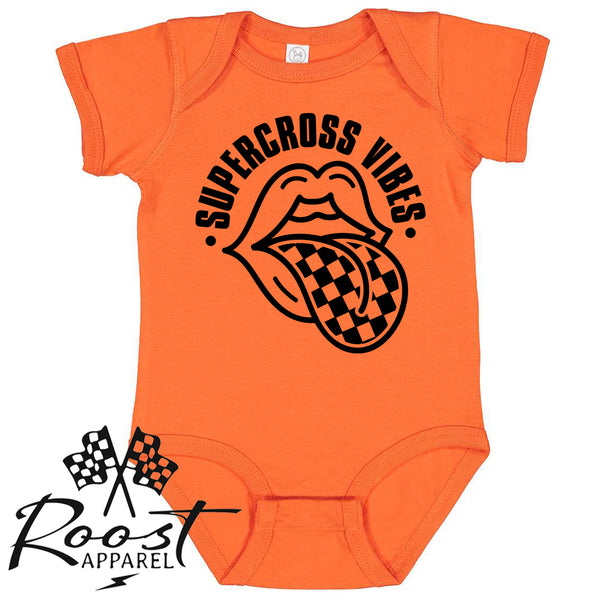 Supercross Vibes With Checkered Tongue Race Kids Shirt in Baby, Toddler or Youth Sizes