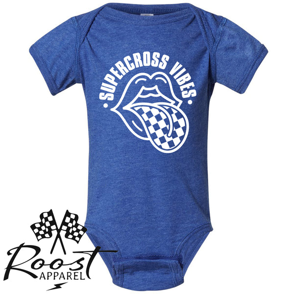 Supercross Vibes With Checkered Tongue Race Kids Shirt in Baby, Toddler or Youth Sizes