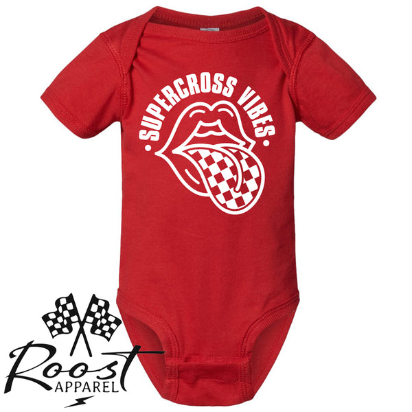 Supercross Vibes With Checkered Tongue Race Kids Shirt in Baby, Toddler or Youth Sizes