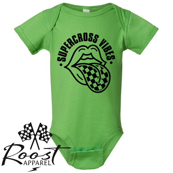 Supercross Vibes With Checkered Tongue Race Kids Shirt in Baby, Toddler or Youth Sizes