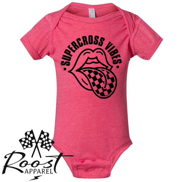 Supercross Vibes With Checkered Tongue Race Kids Shirt in Baby, Toddler or Youth Sizes