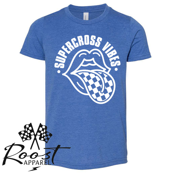 Supercross Vibes With Checkered Tongue Race Kids Shirt in Baby, Toddler or Youth Sizes