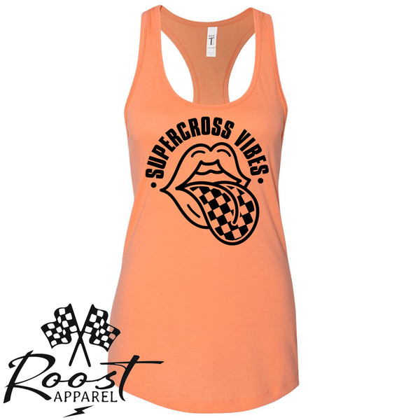 Supercross Vibes With Checkered Tongue Racerback Tank or Muscle Tank