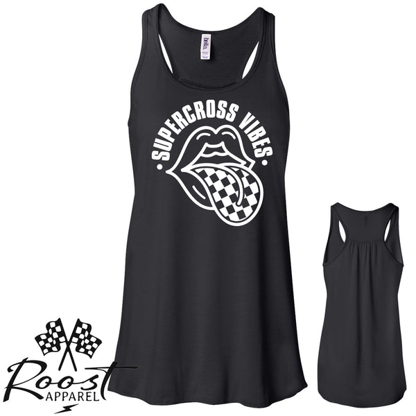 Supercross Vibes With Checkered Tongue Racerback Tank or Muscle Tank