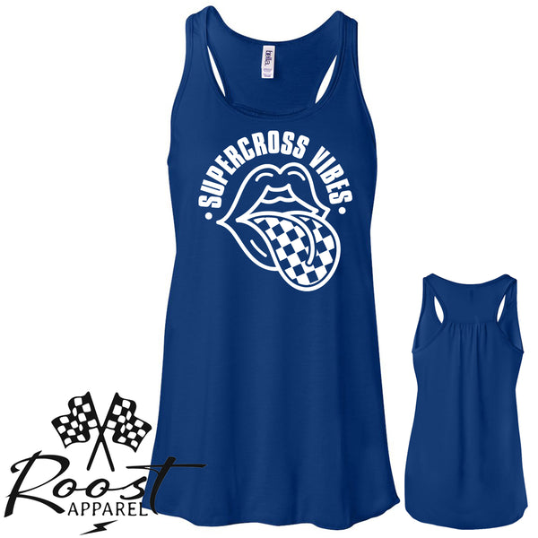 Supercross Vibes With Checkered Tongue Racerback Tank or Muscle Tank