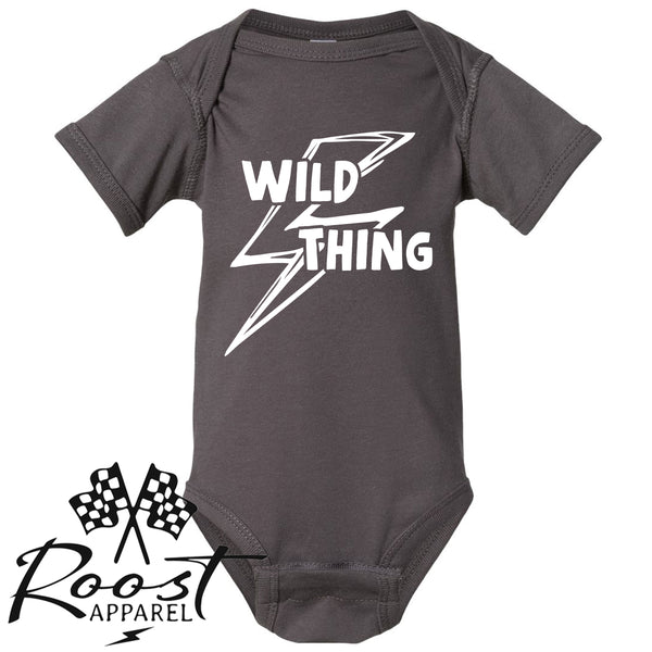 Wild Thing With Lightning Bolt Race Kids Shirt in Baby, Toddler or Youth Sizes