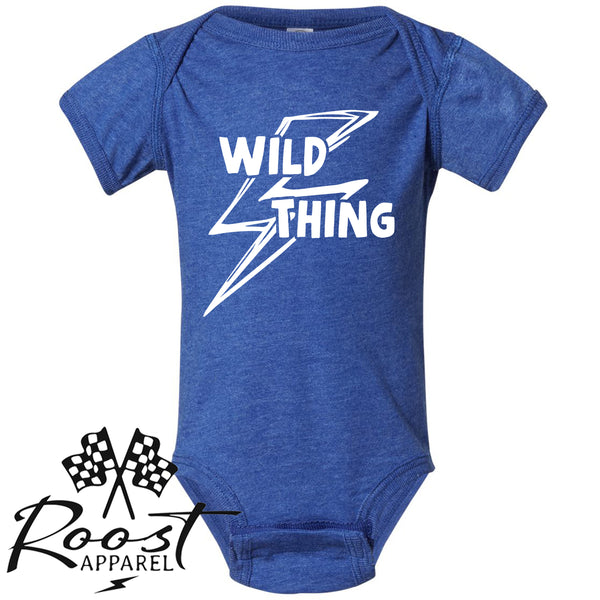 Wild Thing With Lightning Bolt Race Kids Shirt in Baby, Toddler or Youth Sizes