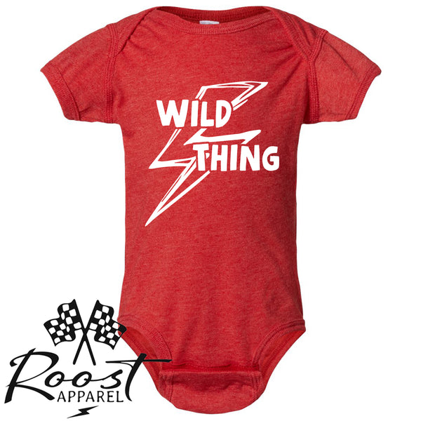 Wild Thing With Lightning Bolt Race Kids Shirt in Baby, Toddler or Youth Sizes