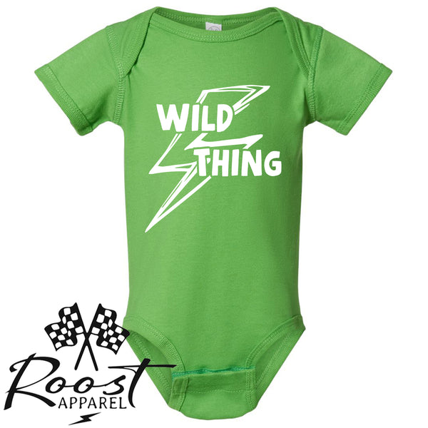 Wild Thing With Lightning Bolt Race Kids Shirt in Baby, Toddler or Youth Sizes