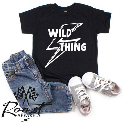 Wild Thing With Lightning Bolt Race Kids Shirt in Baby, Toddler or Youth Sizes