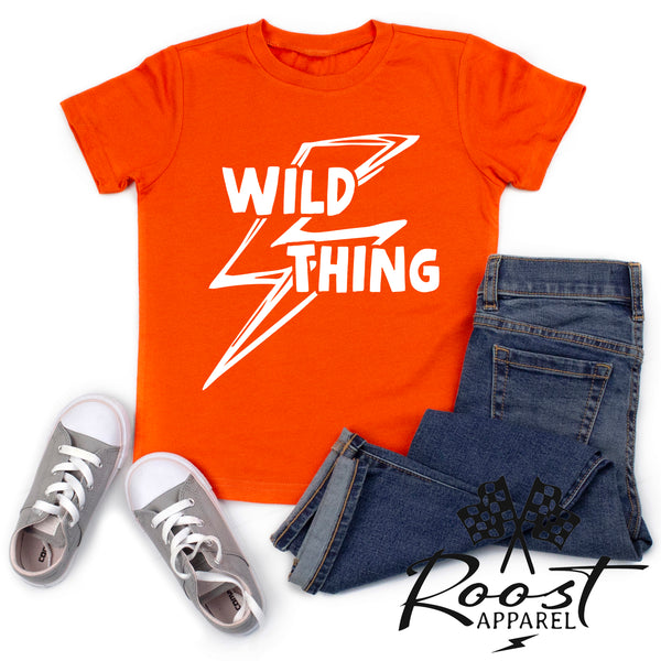 Wild Thing With Lightning Bolt Race Kids Shirt in Baby, Toddler or Youth Sizes