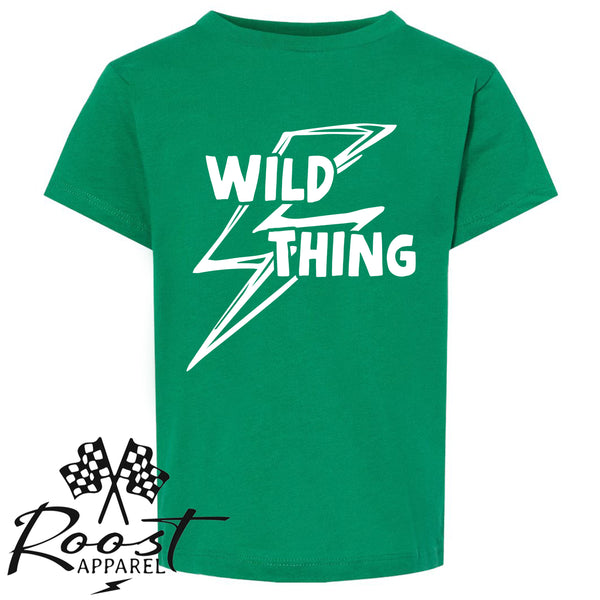 Wild Thing With Lightning Bolt Race Kids Shirt in Baby, Toddler or Youth Sizes